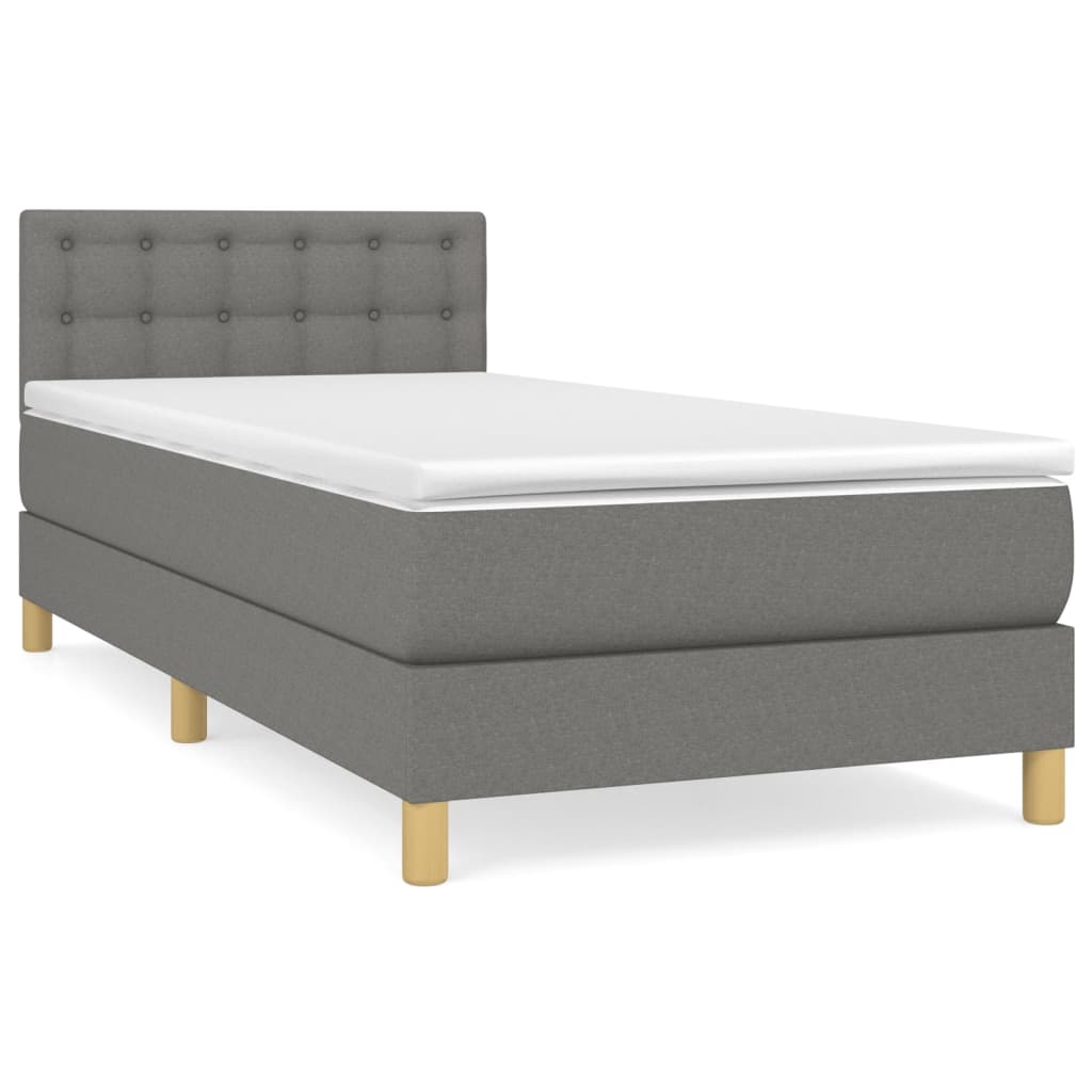 Giroletto a Molle con Materasso Grigio Scuro 90x200 cm Tessuto | homemem39