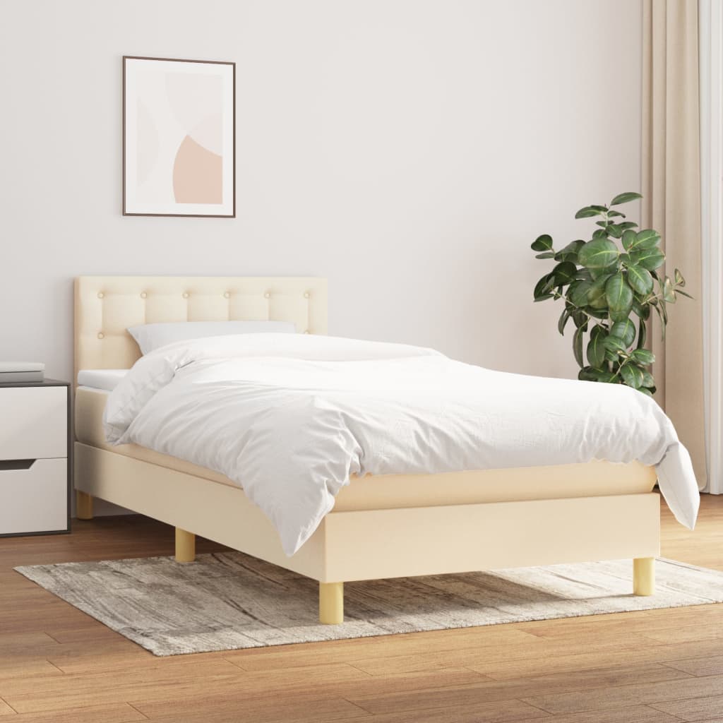 Giroletto a Molle con Materasso Crema 90x200 cm inTessuto | homemem39