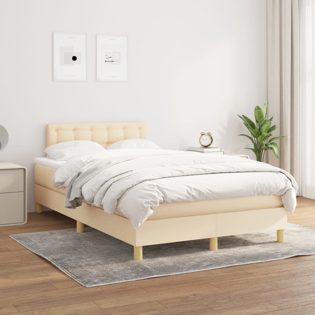 Giroletto a Molle con Materasso Crema 120x200 cm in Tessuto | homemem39