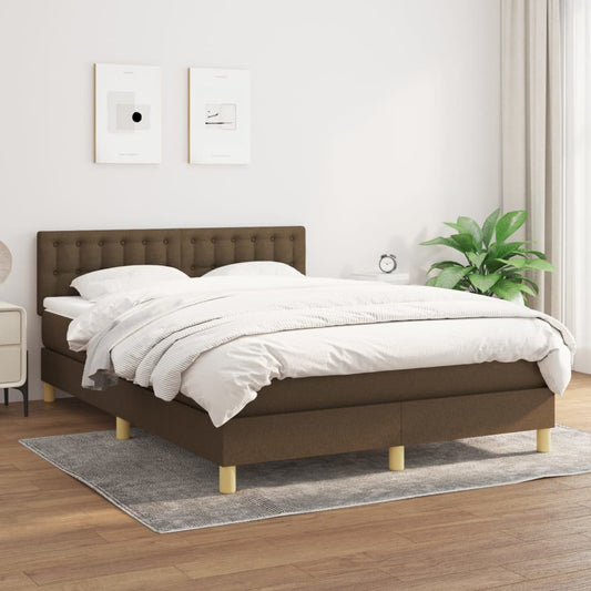 Giroletto a Molle con Materasso Marrone Scuro 140x190cm Tessuto | homemem39