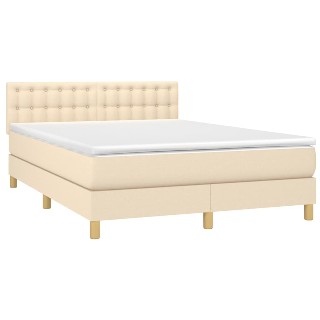 Giroletto a Molle con Materasso Crema 140x19 cm in Tessuto | homemem39