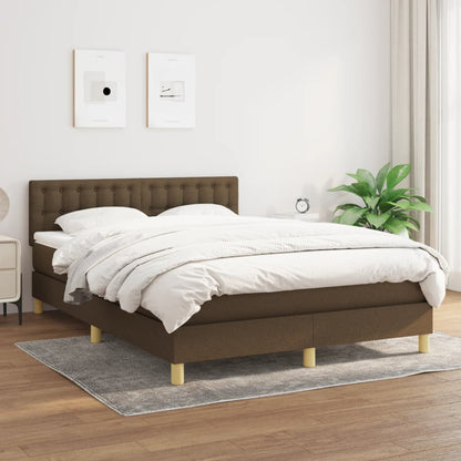 Giroletto a Molle con Materasso Marrone Scuro 140x200cm Tessuto | homemem39