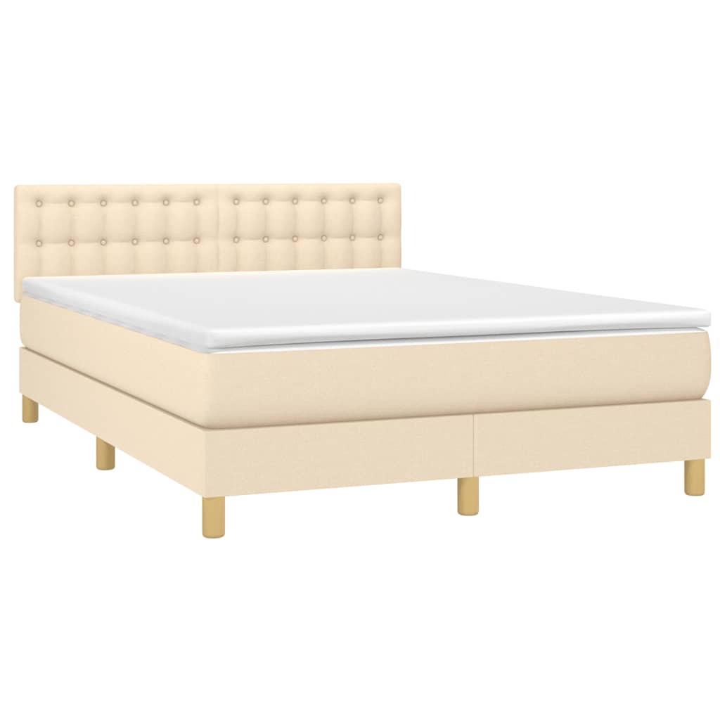 Giroletto a Molle con Materasso Crema 140x200 cm in Tessuto | homemem39