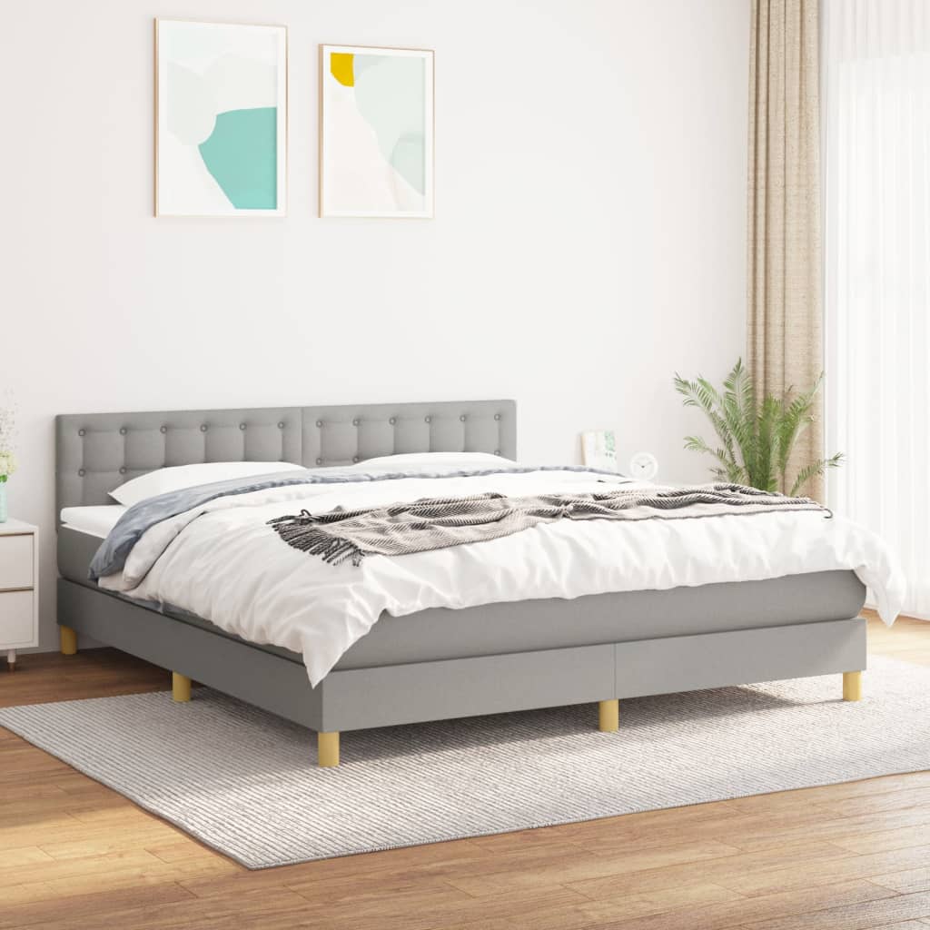 Giroletto a Molle con Materasso Grigio Chiaro160x200 cm Tessuto | homemem39