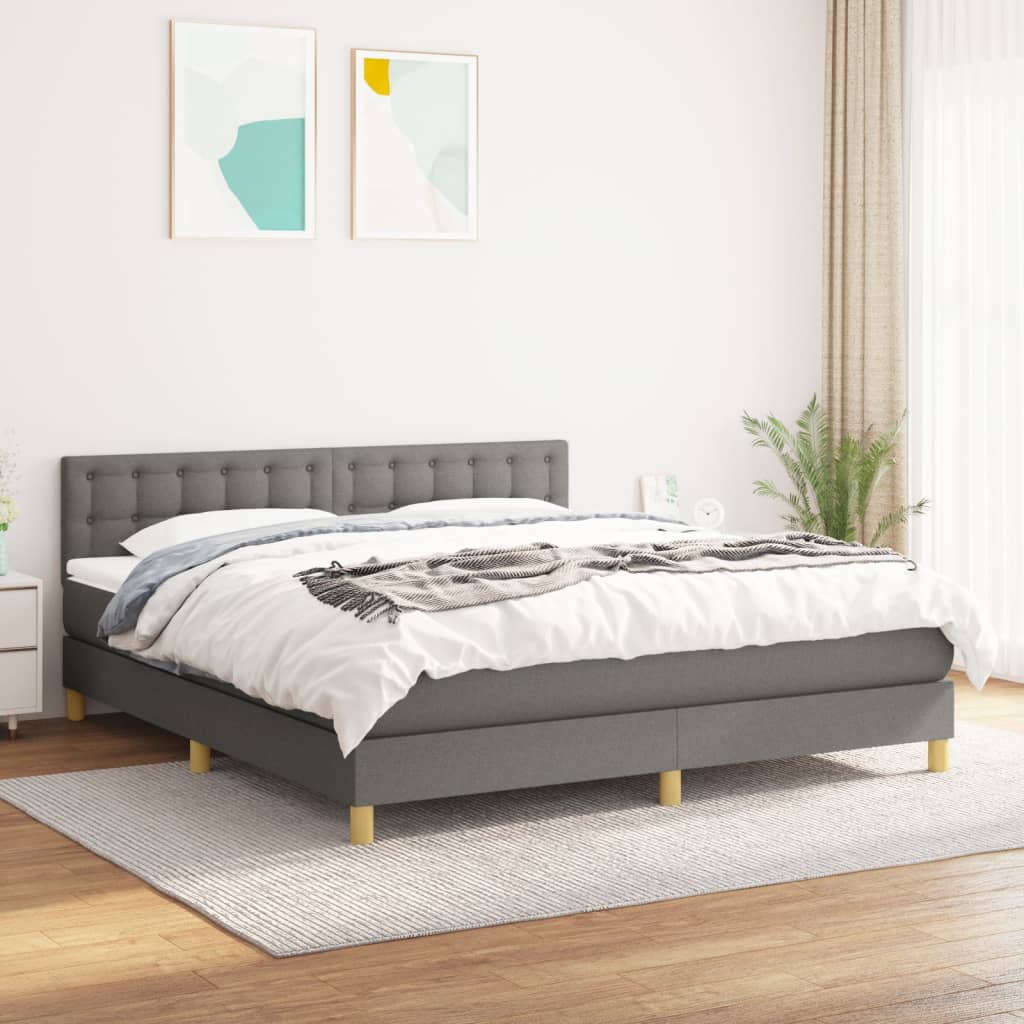 Giroletto a Molle con Materasso Grigio Scuro 160x200 cm Tessuto | homemem39