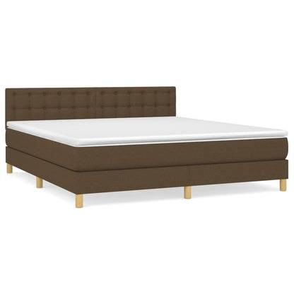 Giroletto a Molle con Materasso Marrone Scuro 160x200cm Tessuto | homemem39