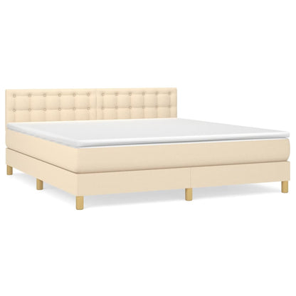 Giroletto a Molle con Materasso Crema 180x200 cm in Tessuto | homemem39