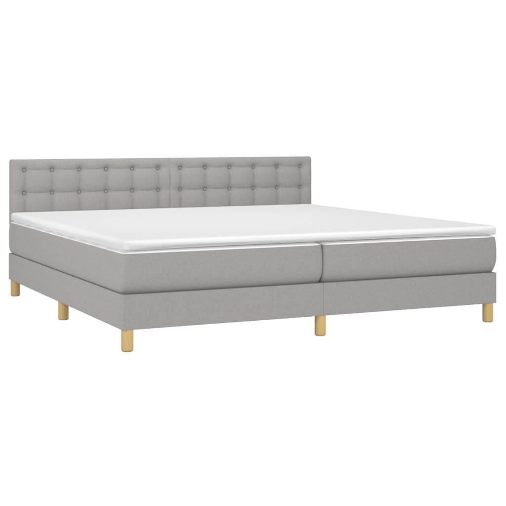 Giroletto a Molle con Materasso Grigio Chiaro 200x200cm Tessuto | homemem39