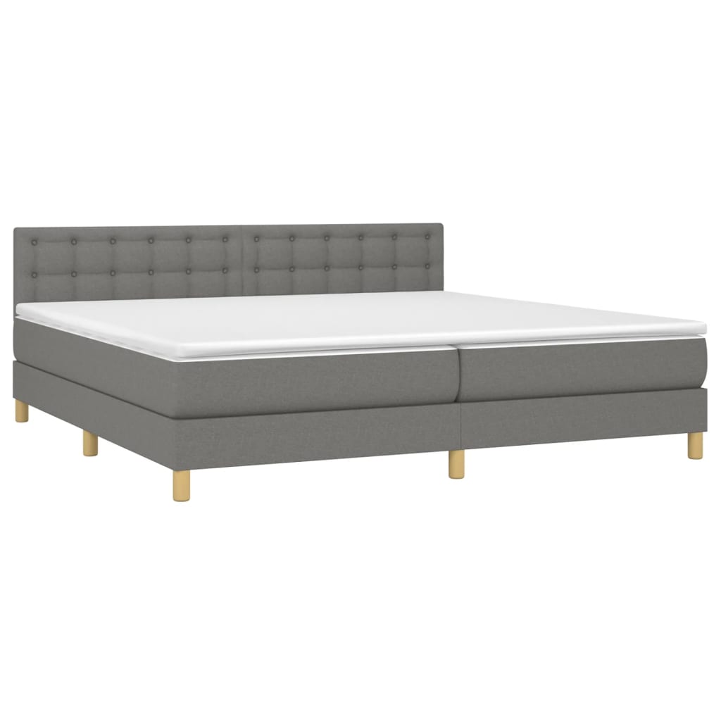 Giroletto a Molle con Materasso Grigio Scuro 200x200 cm Tessuto | homemem39