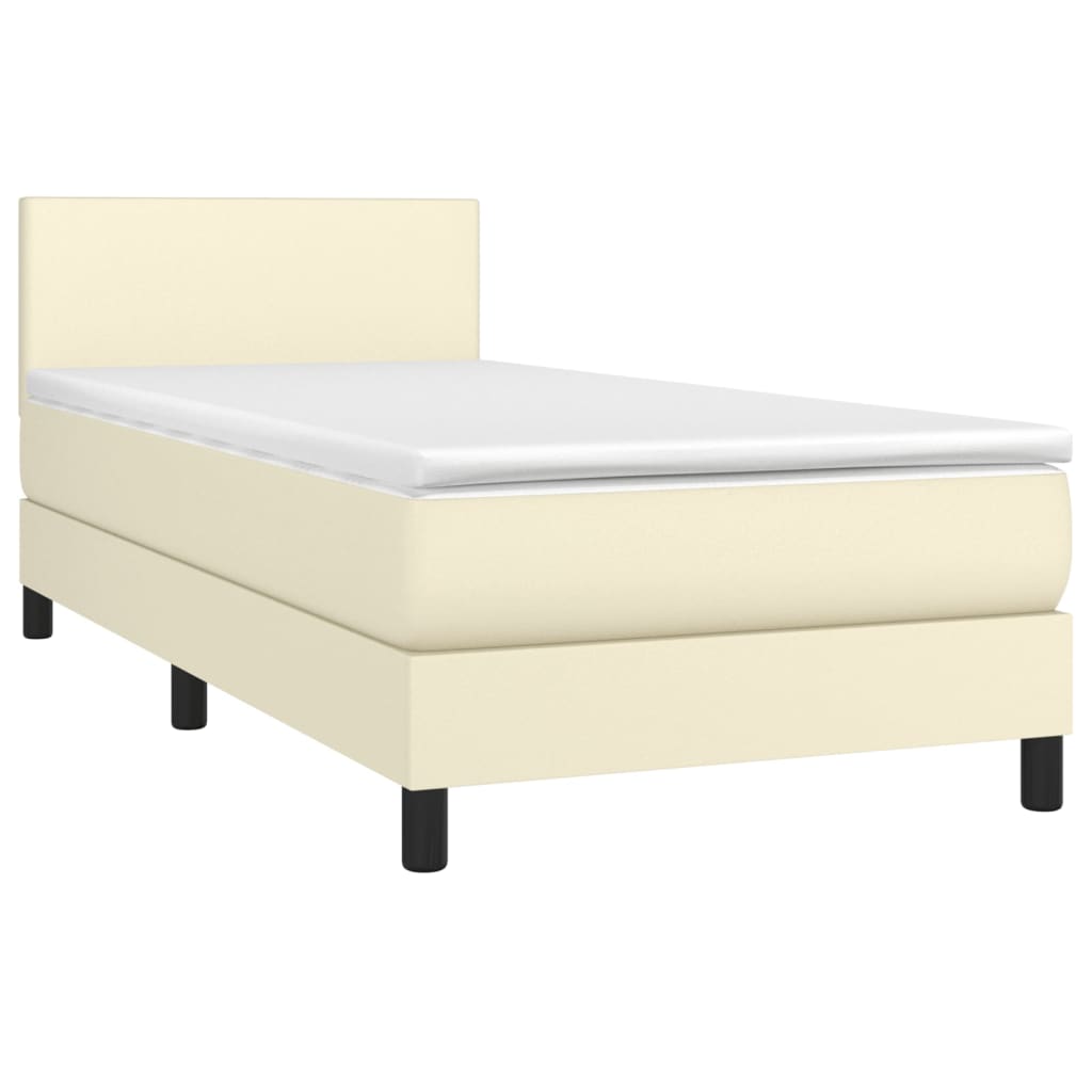 Giroletto a Molle con Materasso Crema 80x200 cm in Similpelle | homemem39