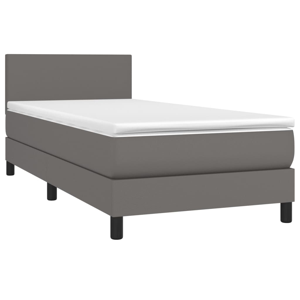 Giroletto a Molle con Materasso Grgio 90x200 cm in Similpelle | homemem39