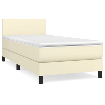 Giroletto a Molle con Materasso Crema 100x200 cm in Similpelle | homemem39