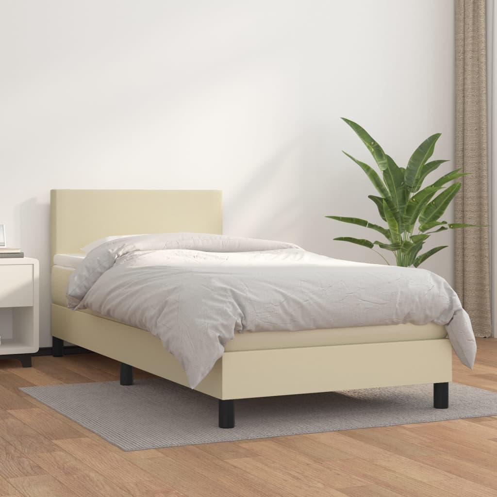 Giroletto a Molle con Materasso Crema 100x200 cm in Similpelle | homemem39