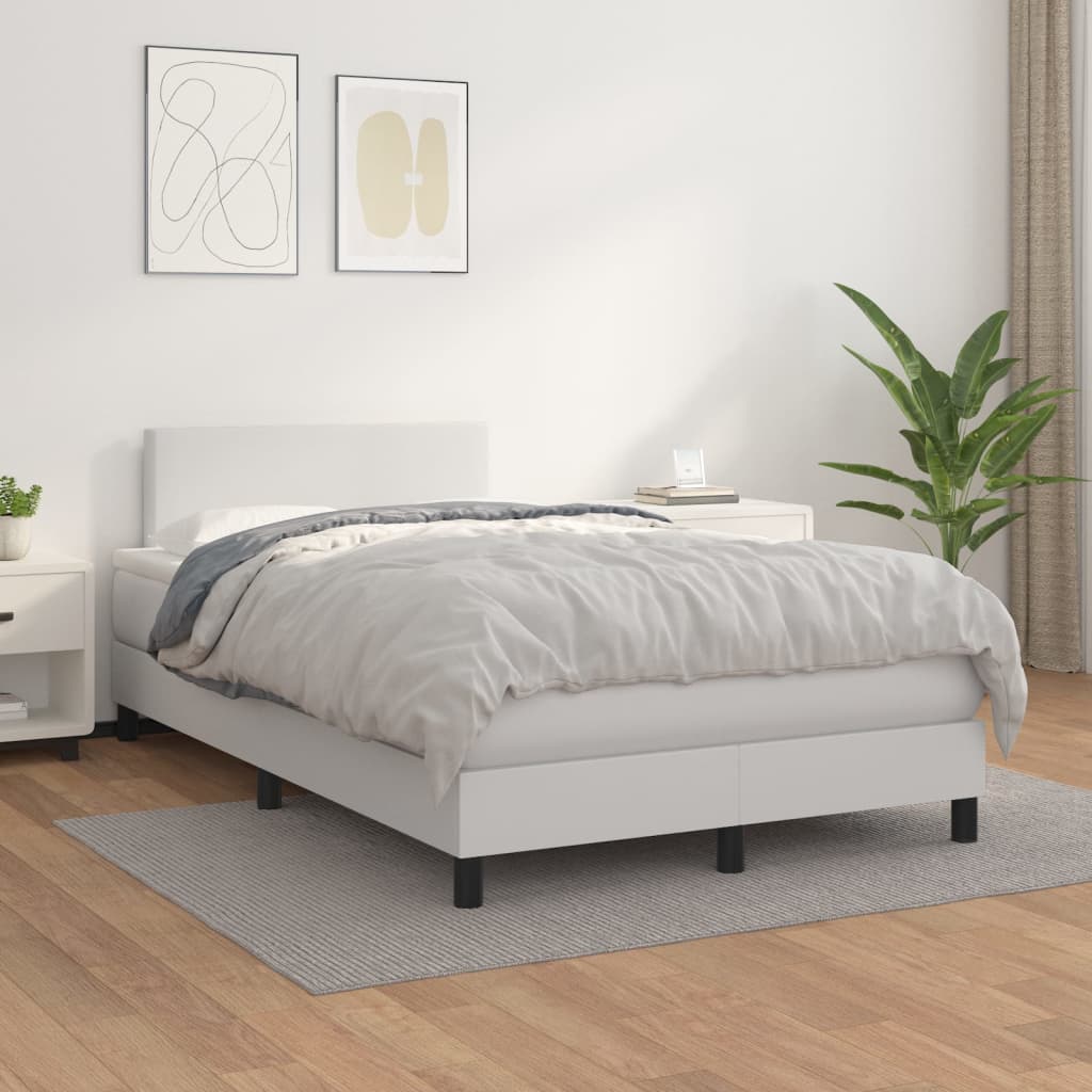 Giroletto a Molle con Materasso Bianco 120x200 cm in Similpelle | homemem39