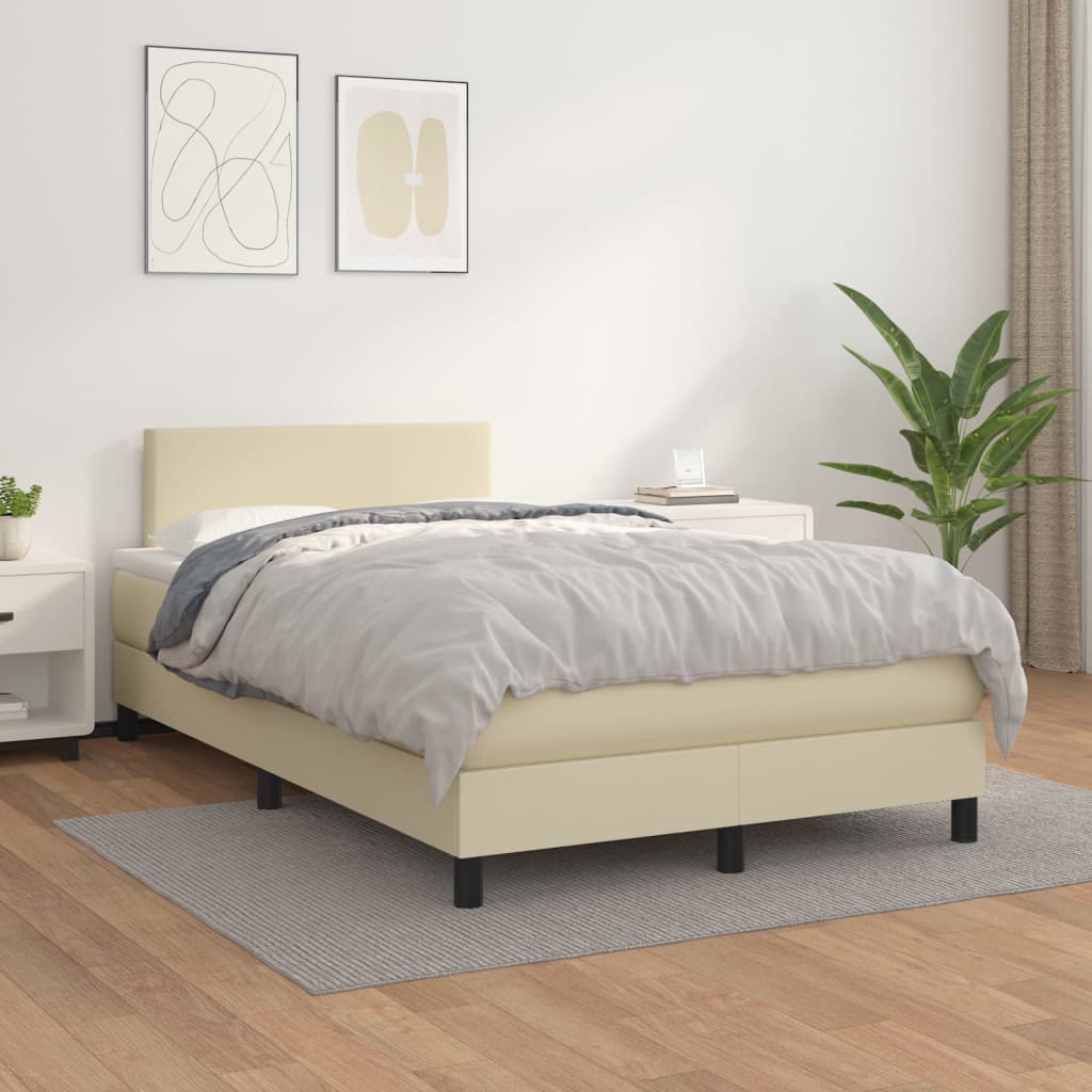 Giroletto a Molle con Materasso Crema 120x200 cm in Similpelle | homemem39