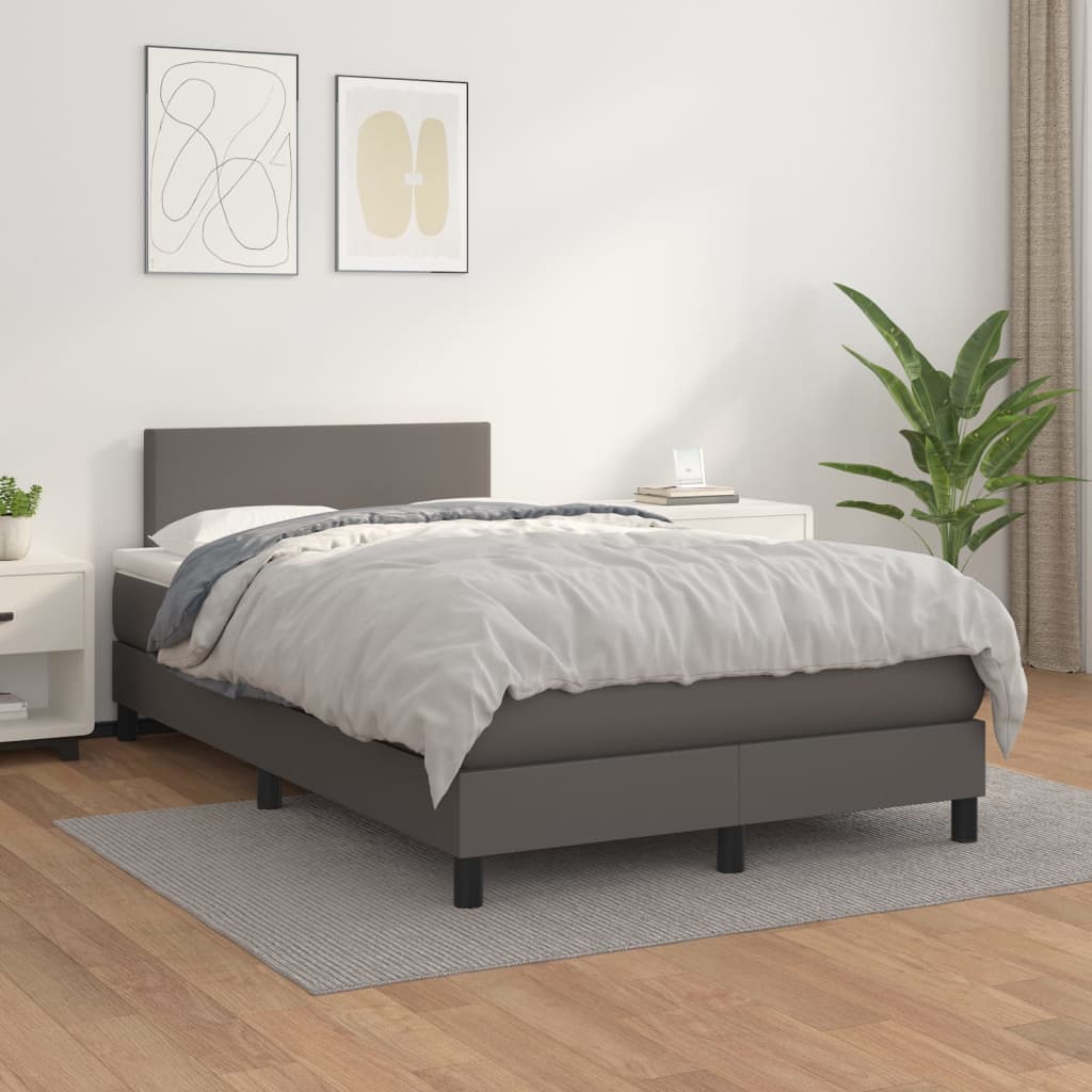 Giroletto a Molle con Materasso Grigio 120x200 cm in Similpelle | homemem39