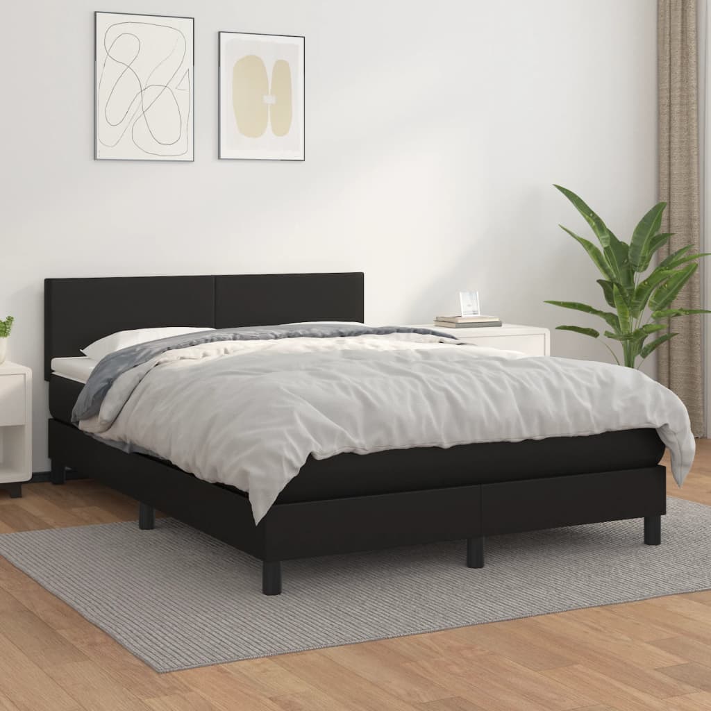 Giroletto a Molle con Materasso Nero 140x190 cm in Similpelle | homemem39