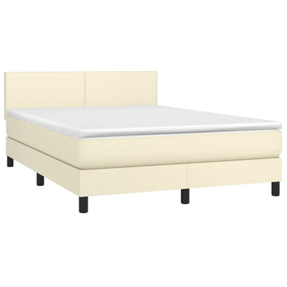 Giroletto a Molle con Materasso Crema 140x200 cm in Similpelle | homemem39