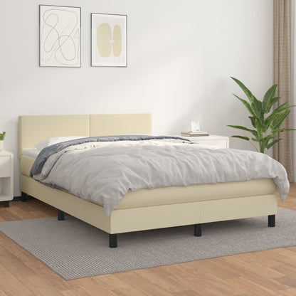Giroletto a Molle con Materasso Crema 140x200 cm in Similpelle | homemem39