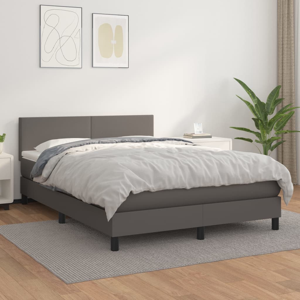Giroletto a Molle con Materasso Grigio 140x200 cm in Similpelle | homemem39