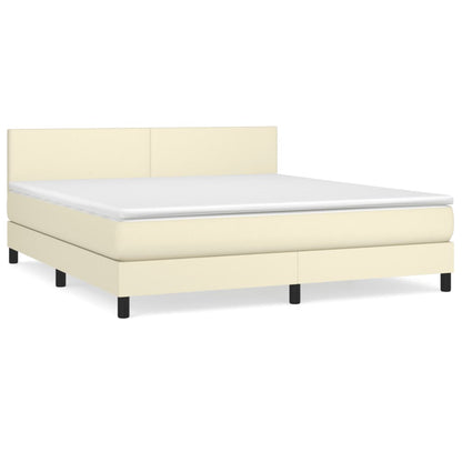 Giroletto a Molle con Materasso Crema 160x200 cm in Similpelle | homemem39
