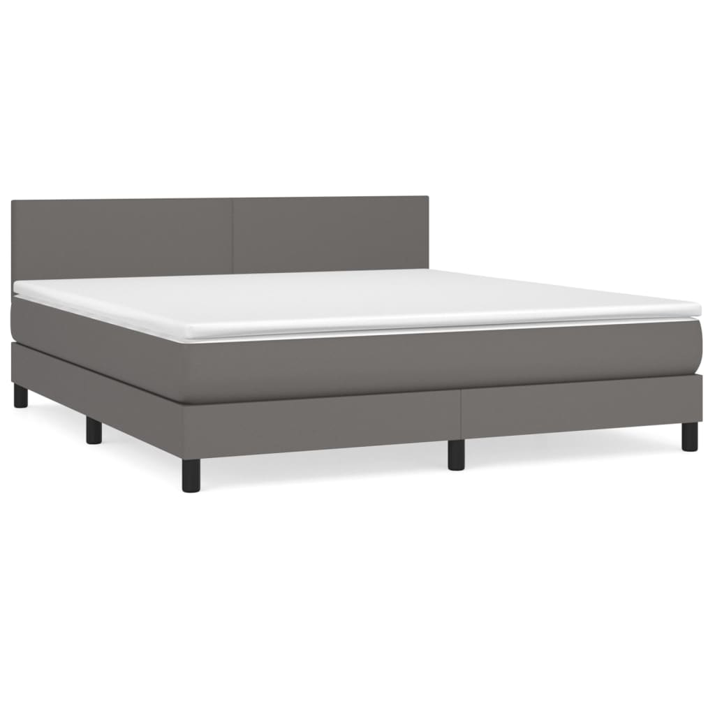 Giroletto a Molle con Materasso Grigio 160x200 cm in Similpelle | homemem39