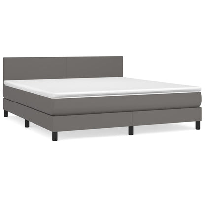Giroletto a Molle con Materasso Grigio 160x200 cm in Similpelle | homemem39
