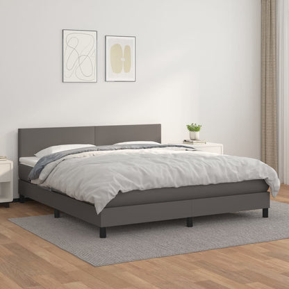Giroletto a Molle con Materasso Grigio 160x200 cm in Similpelle | homemem39