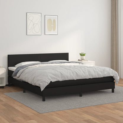 Giroletto a Molle con Materasso Nero 180x200 cm in Similpelle | homemem39