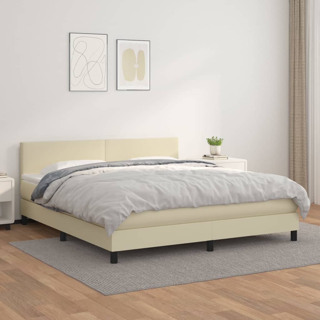 Giroletto a Molle con Materasso Crema 180x200 cm in Similpelle | homemem39