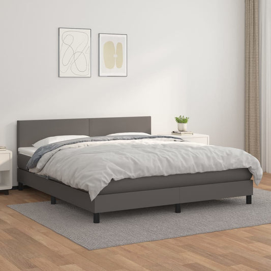 Giroletto a Molle con Materasso Grgio 180x200 cm in Similpelle | homemem39