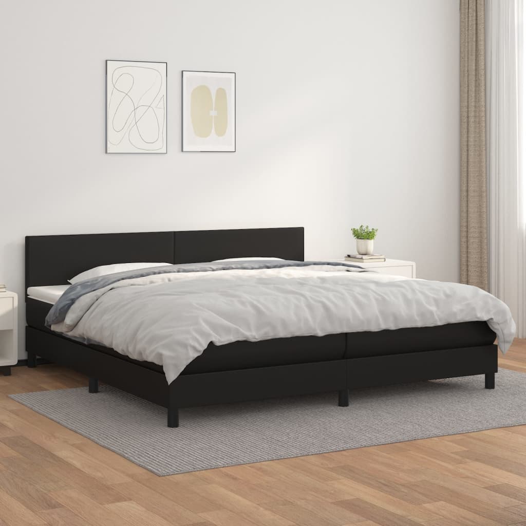 Giroletto a Molle con Materasso Nero 200x200 cm in Similpelle | homemem39