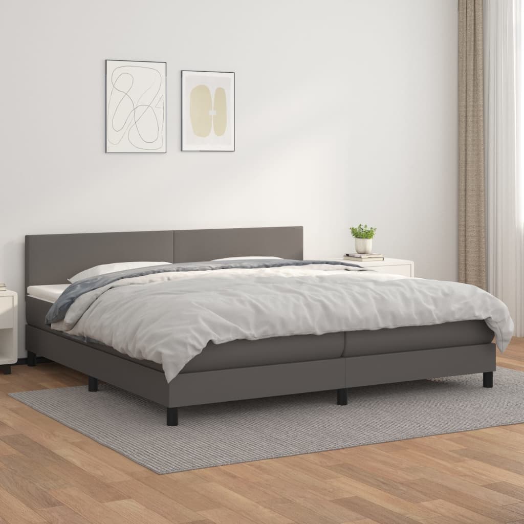 Giroletto a Molle con Materasso Grgio 200x200 cm in Similpelle | homemem39