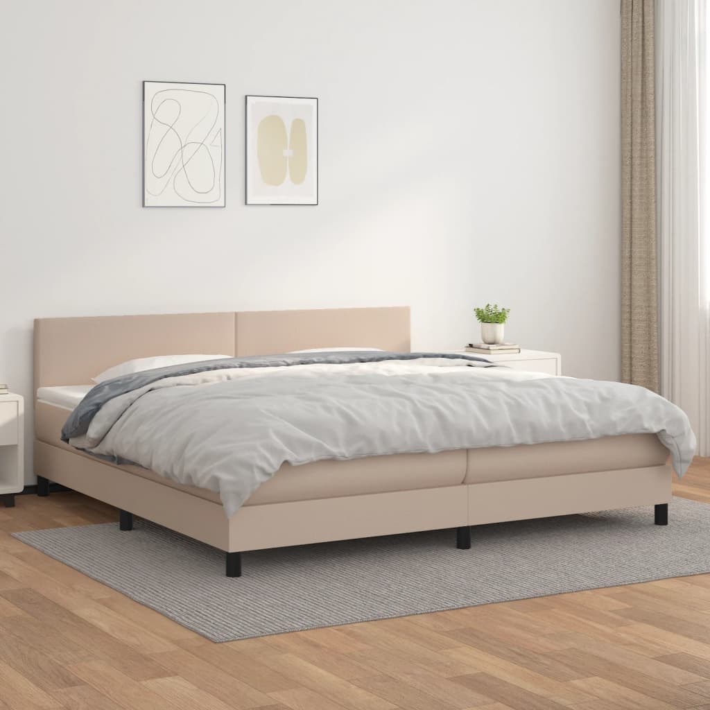 Giroletto a Molle con Materasso Cappuccino 200x200cm Similpelle | homemem39