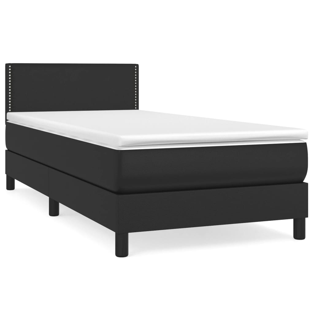 Giroletto a Molle con Materasso Nero 90x200 cm in Similpelle | homemem39