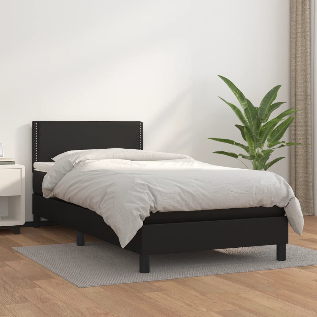 Giroletto a Molle con Materasso Nero 90x200 cm in Similpelle | homemem39