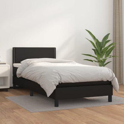 Giroletto a Molle con Materasso Nero 100x200 cm in Similpelle | homemem39