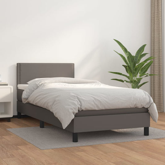 Giroletto a Molle con Materasso Grigio 100x200 cm in Similpelle | homemem39