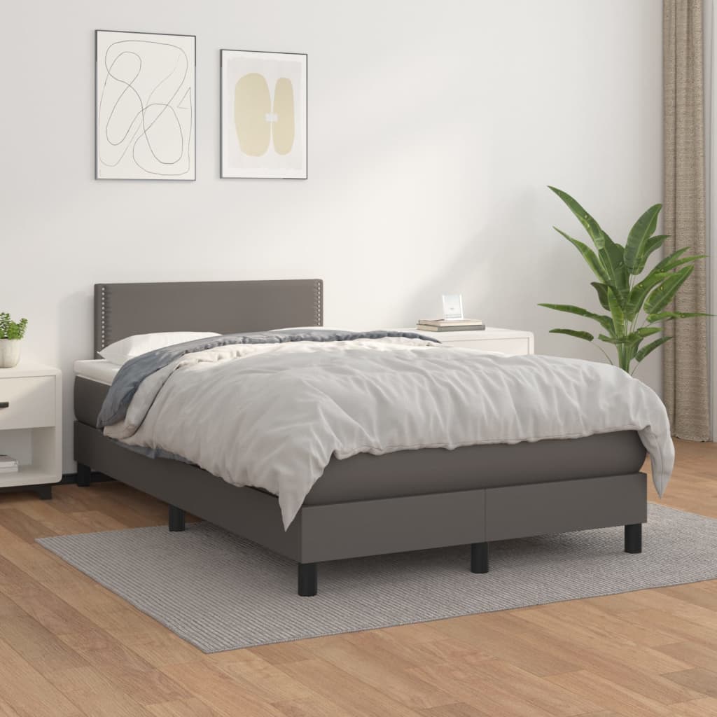 Giroletto a Molle con Materasso Grigio 120x200 cm in Similpelle | homemem39