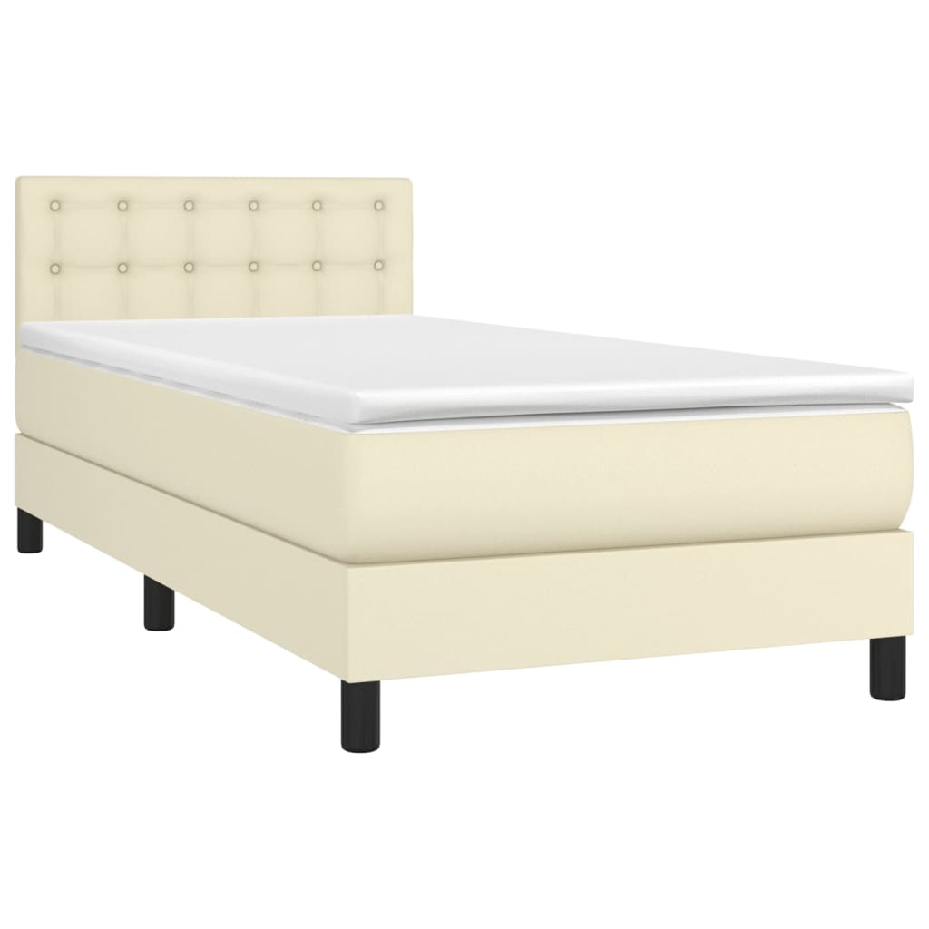 Giroletto a Molle con Materasso Crema 80x200 cm in Similpelle | homemem39