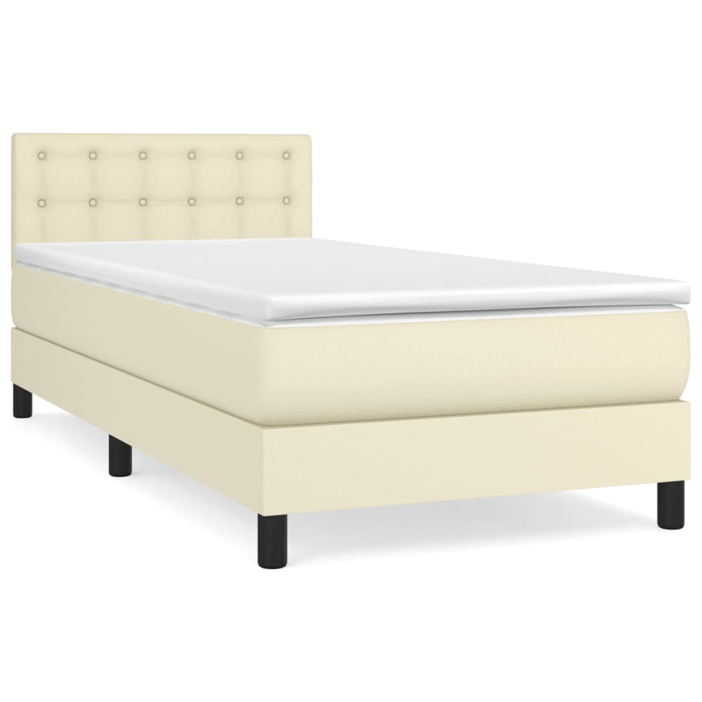 Giroletto a Molle con Materasso Crema 90x190 cm in Similpelle | homemem39