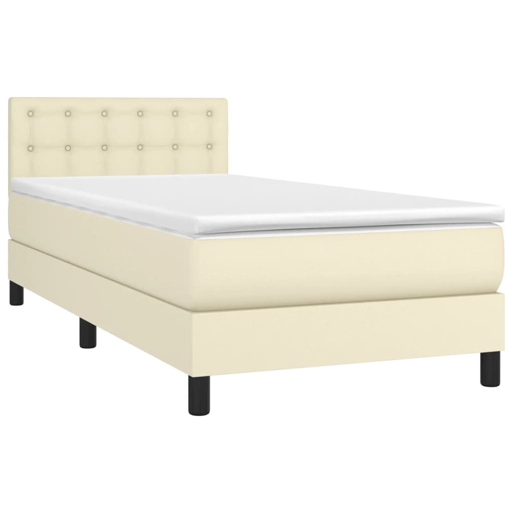Giroletto a Molle con Materasso Crema 90x190 cm in Similpelle | homemem39