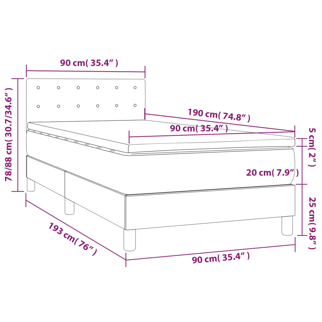 Giroletto a Molle con Materasso Crema 90x190 cm in Similpelle | homemem39