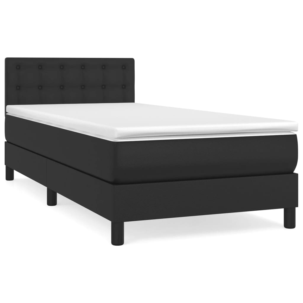Giroletto a Molle con Materasso Nero 90x200 cm in Similpelle