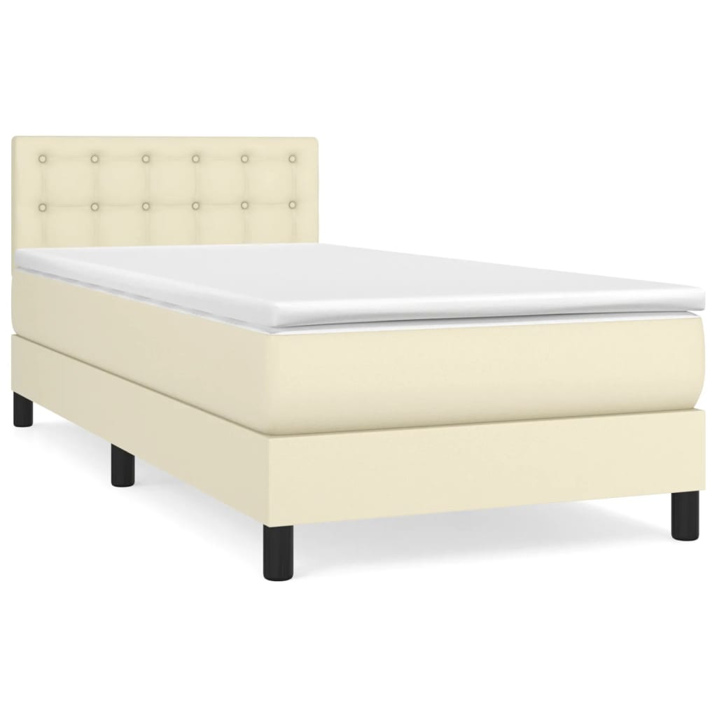 Giroletto a Molle con Materasso Crema 90x200 cm in Similpelle | homemem39