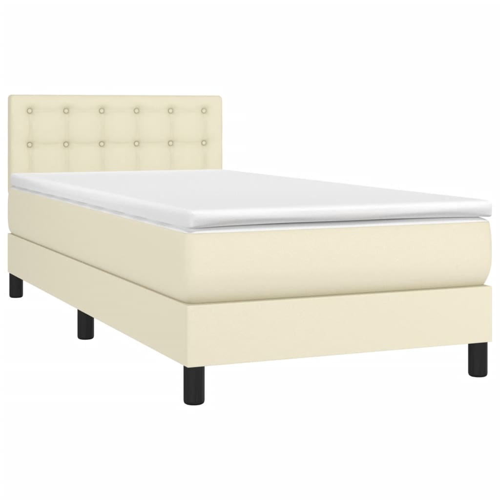 Giroletto a Molle con Materasso Crema 90x200 cm in Similpelle | homemem39