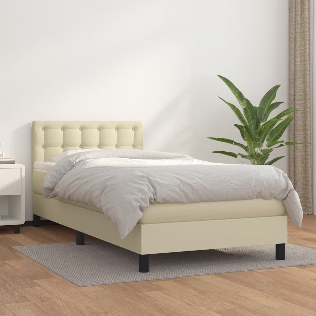 Giroletto a Molle con Materasso Crema 90x200 cm in Similpelle | homemem39