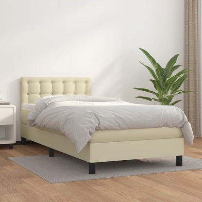 Giroletto a Molle con Materasso Crema 90x200 cm in Similpelle | homemem39
