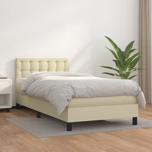 Giroletto a Molle con Materasso Crema 90x200 cm in Similpelle | homemem39