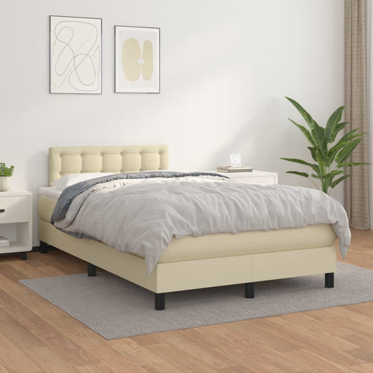 Giroletto a Molle con Materasso Crema 120x200 cm in Similpelle